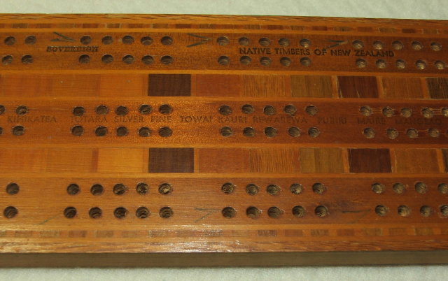 Vintage Native Timbers of New Zealand Cribbage Board