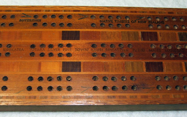 Vintage Native Timbers of New Zealand Cribbage Board