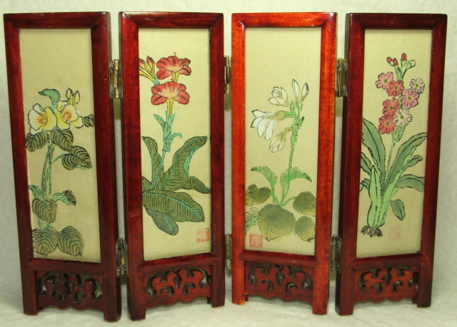Vintage Miniature 6.75 Inch Japanese Folding Screen