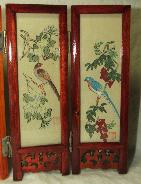 Vintage Miniature 6.75 Inch Japanese Folding Screen