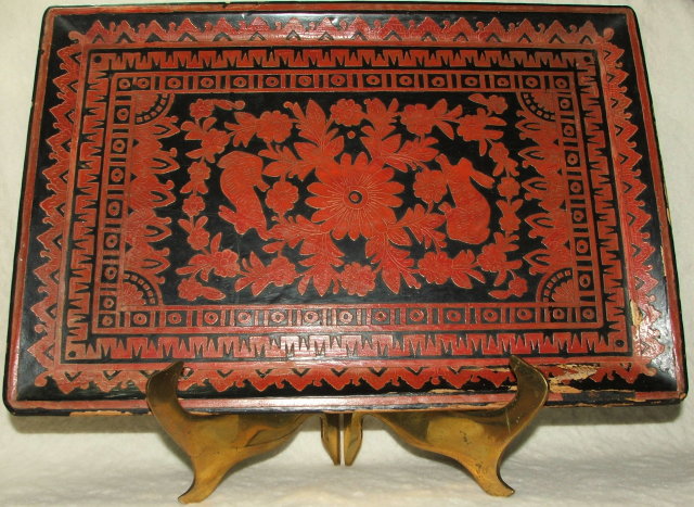 Vintage Mexican Folk Art Carved Wood Tray