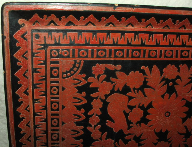 Vintage Mexican Folk Art Carved Wood Tray
