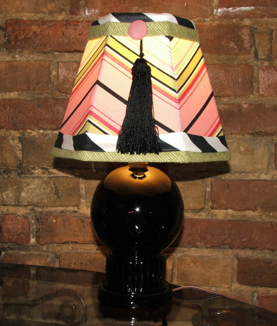 Black Amethyst Glass Lamp & Custom Shade