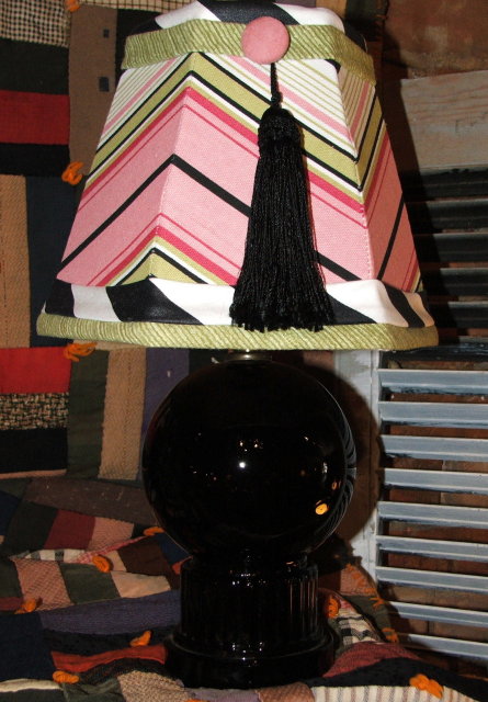 Black Amethyst Glass Lamp & Custom Shade