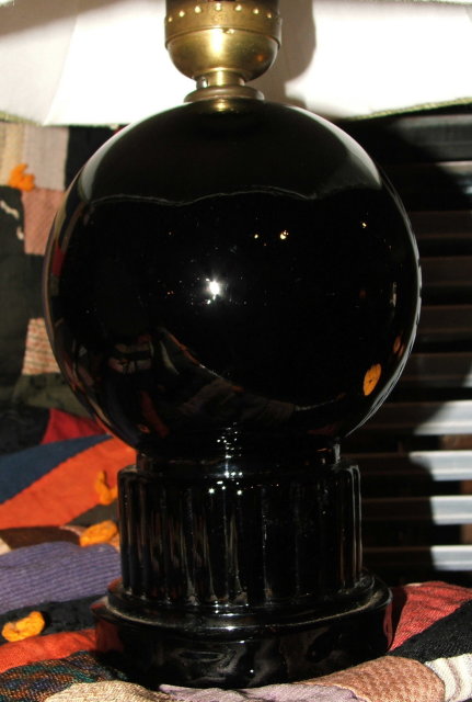 Black Amethyst Glass Lamp & Custom Shade