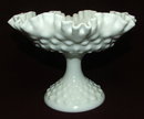 Vintage Fenton Milk Glass Hobnail Pedestal Bowl