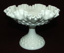 Vintage Fenton Milk Glass Hobnail Pedestal Bowl