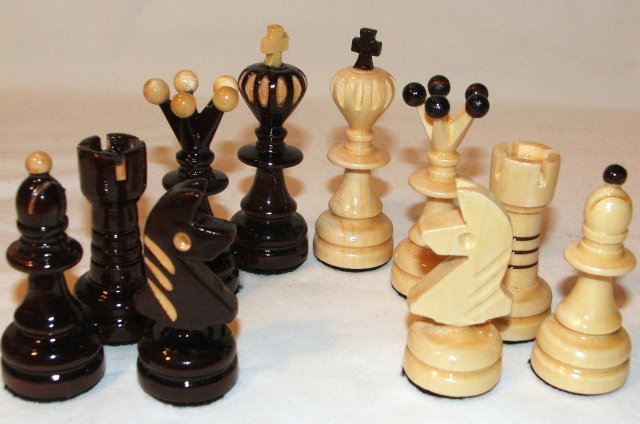 Russian Hand-Carved Wooden Chess Set