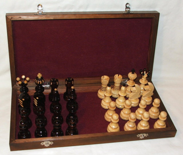 Russian Hand-Carved Wooden Chess Set