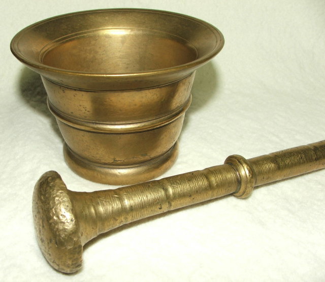 Antique Brass or Bronze Mortar and Pestle