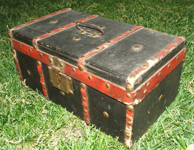 Antique Wooden Flat Top Doll Trunk