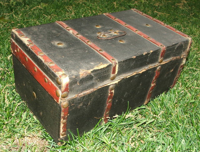 Antique Wooden Flat Top Doll Trunk