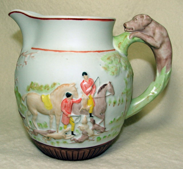 Unmarked Matte Glaze Hound Handle Pitcher