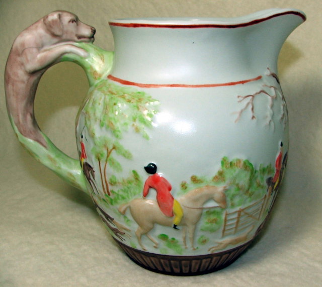 Unmarked Matte Glaze Hound Handle Pitcher