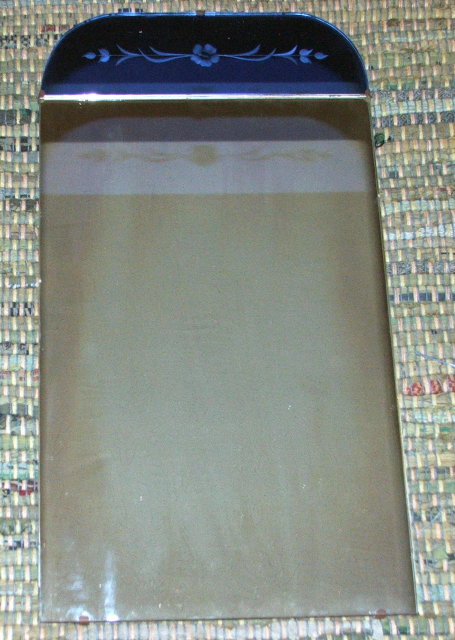 Antique Art Deco Mirror with Etched Blue Glass