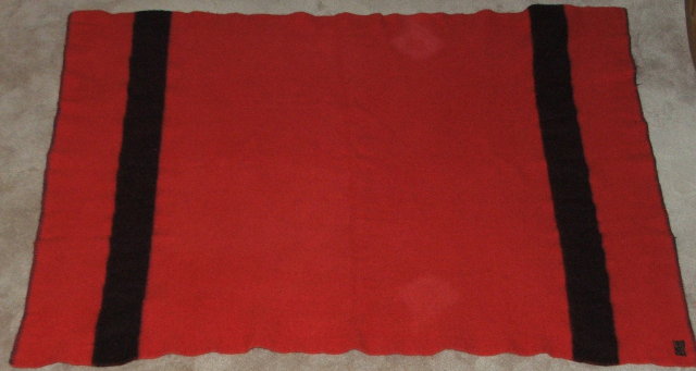 Vintage Canadian Red & Black Wool Blanket