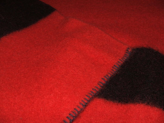 Vintage Canadian Red & Black Wool Blanket