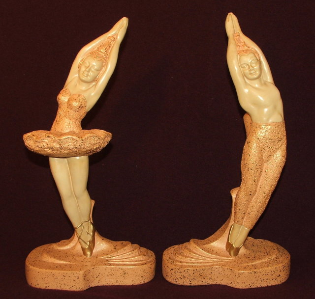 Vintage Mid-Century Devonware Chalkware Ballet Dancers