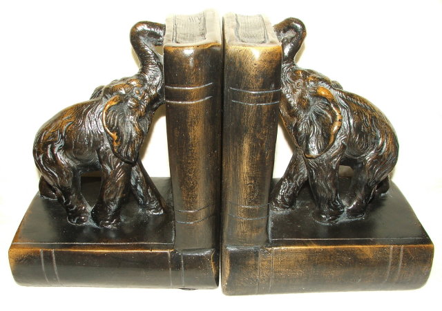 Vintage / Antique Chalkware Elephant Bookends