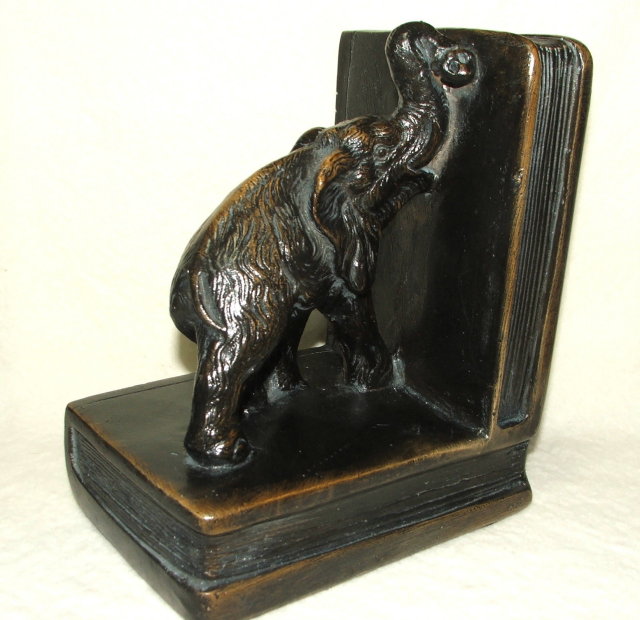 Vintage / Antique Chalkware Elephant Bookends