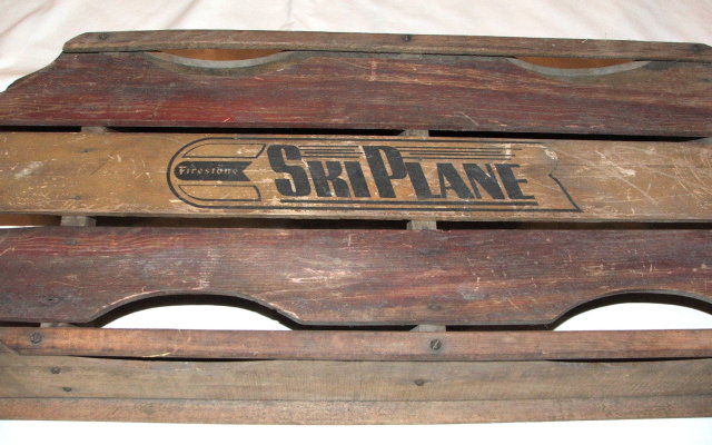 Vintage / Antique Firestone Ski Plane Wooden Sled