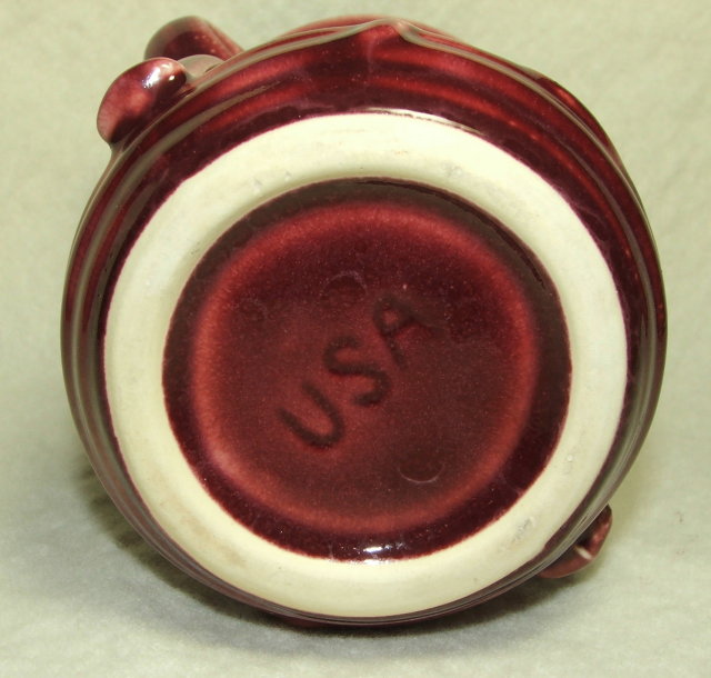 Vintage Shawnee Burgundy Bow Handle Vase