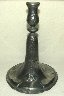 Kayserzinn German Pewter Art Nouveau Floral Candlestick / Candle Holder