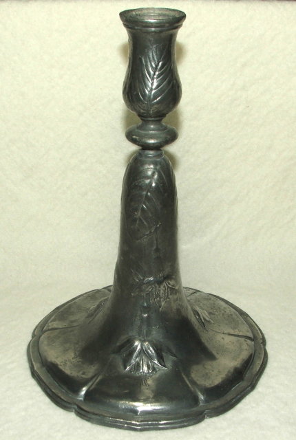 Kayserzinn German Pewter Art Nouveau Floral Candlestick / Candle Holder