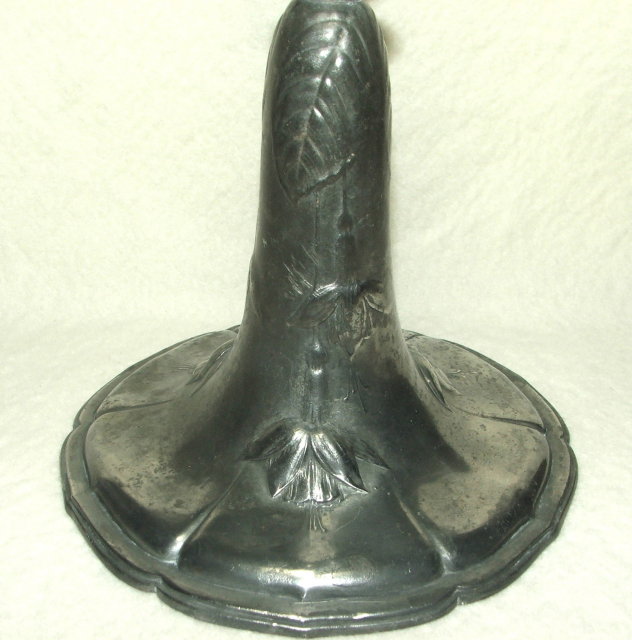 Kayserzinn German Pewter Art Nouveau Floral Candlestick / Candle Holder