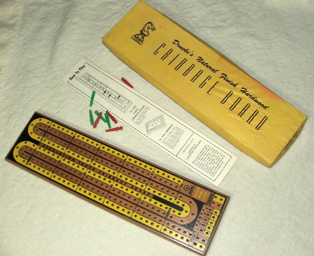 Vintage 1950's Drueke Regulation Track Cribbage Board No. 2050 in Box