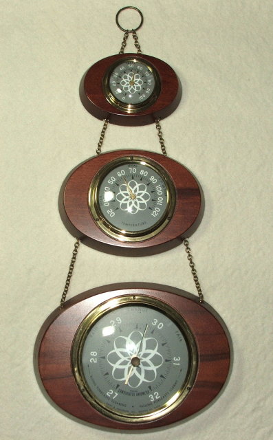 Vintage Mid-Century Swift & Anderson Barometer, Thermometer, Humidity Gauge