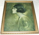 Framed Antique Charles Bosseron Chambers Portrait of Young Woman Print