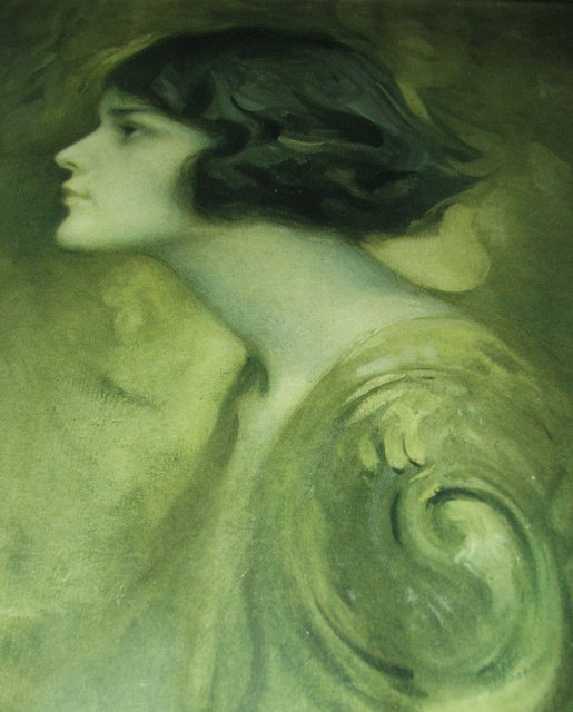 Framed Antique Charles Bosseron Chambers Portrait of Young Woman Print