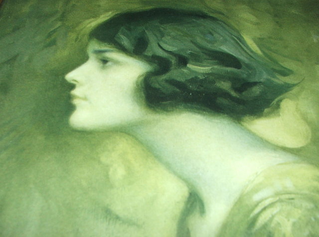 Framed Antique Charles Bosseron Chambers Portrait of Young Woman Print