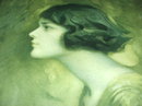 Framed Antique Charles Bosseron Chambers Portrait of Young Woman Print