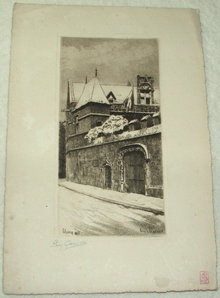 Signed Lucy Garnot Etching