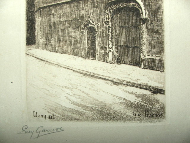 Signed Lucy Garnot Etching
