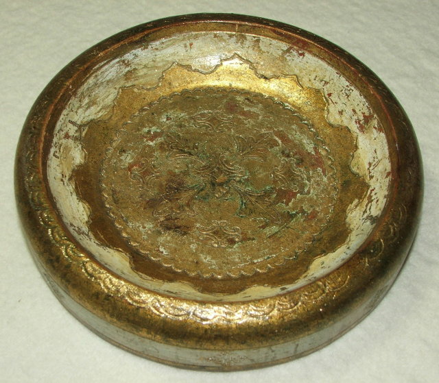 Vintage Florentine Round Wooden Charger