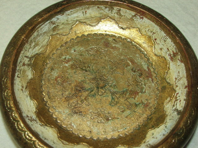 Vintage Florentine Round Wooden Charger