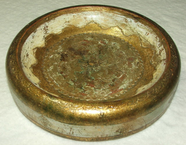 Vintage Florentine Round Wooden Charger