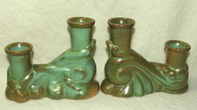Pair of Frankoma Ada Clay Double Candle Holders