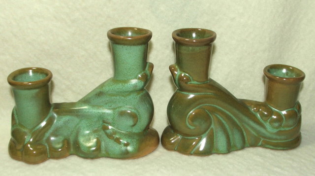 Pair of Frankoma Ada Clay Double Candle Holders