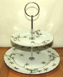 Vintage Craftsman China Gold Encrusted Bamboo Two Tier Tidbit Server