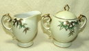 Vintage Craftsman China Gold Encrusted Bamboo Sugar & Creamer