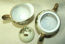 Vintage Craftsman China Gold Encrusted Bamboo Sugar & Creamer