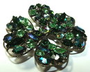 Brilliant Regency Peridot Green & Meridian Blue Rhinestone Brooch Pin