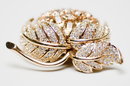 Fabulous Ciner Topaz Glass Stone and Rhinestone Strawberry Brooch Pin