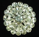 Vintage Prong-Set Rhinestone Starburst Flower Brooch Pin