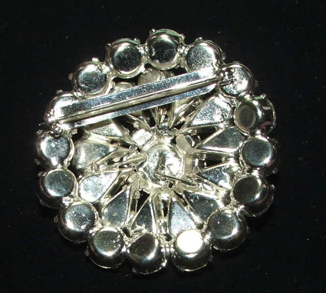 Vintage Prong-Set Rhinestone Starburst Flower Brooch Pin