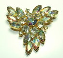 Stylish Vintage Crystal Aurora Borealis Rhinestone Brooch Pin